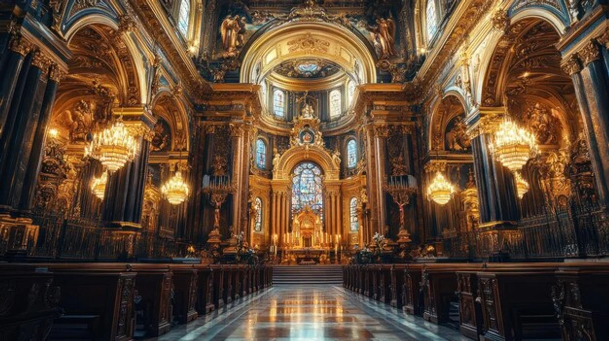 baroque church interior detail gold ornament prague