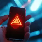 cybersecurity concept, smartphone warning message