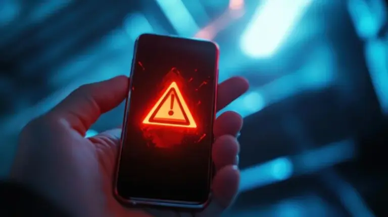 cybersecurity concept, smartphone warning message