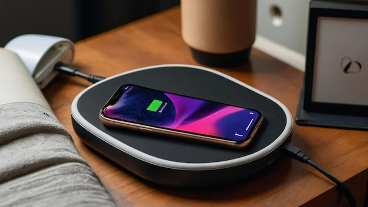charging phone without cable in futuristic home