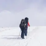hiking in stormy weather in Czech mountains