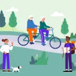 happy active centenarians outdoors