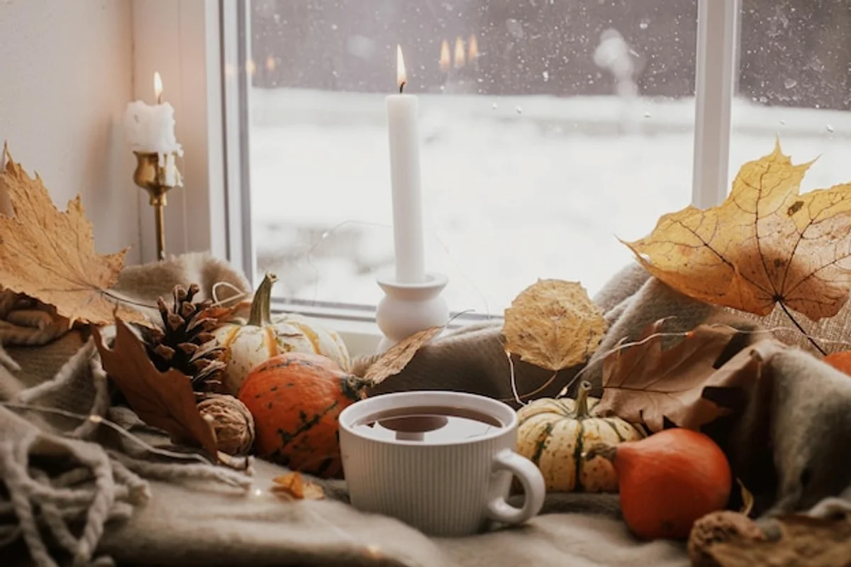 cozy autumn light home hygge window