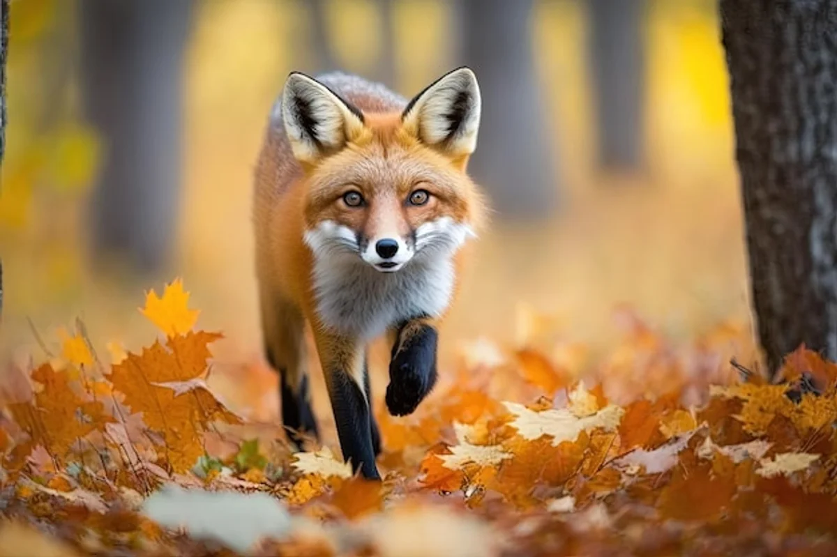 red fox autumn forest europe