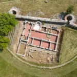 roman fort ruins europe drone view