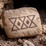 ancient runes engraved stone close up