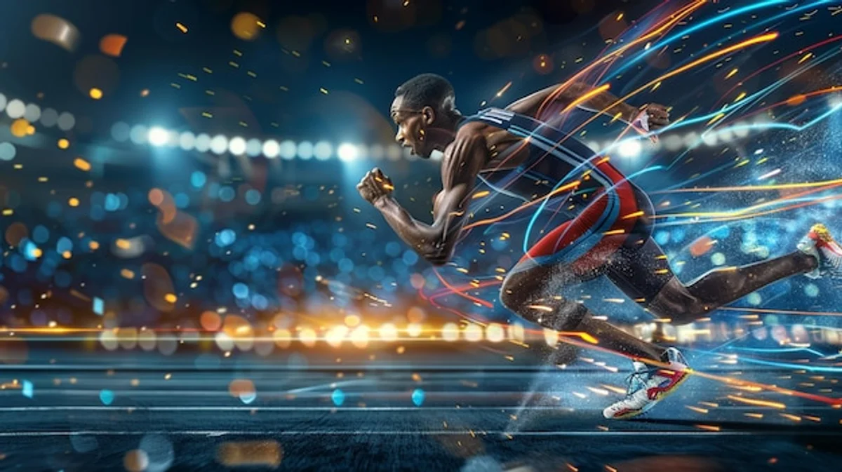 athlete breaking world record stadium crowd inspiration