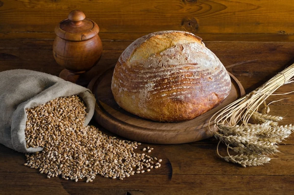fresh gluten free buckwheat bread on rustic background