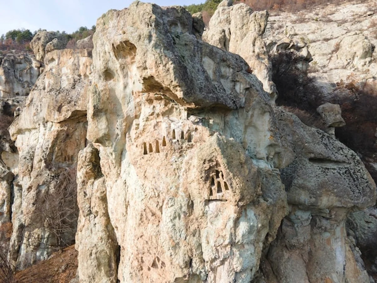 Bulgarian Thracian tomb aerial view