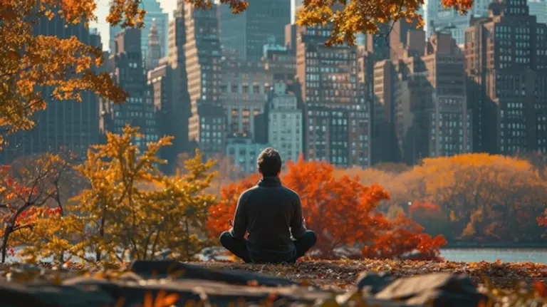 calm autumn cityscape relaxation