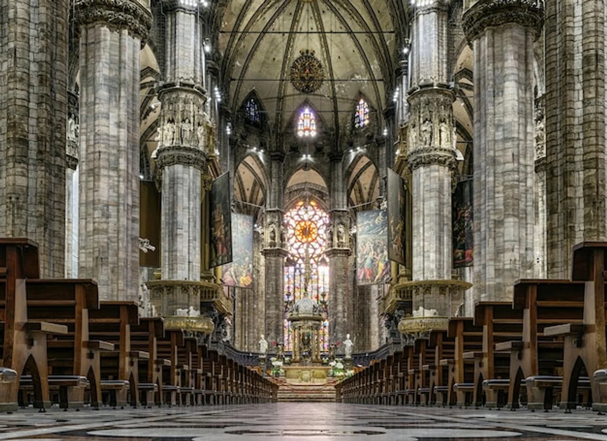 czech baroque church interior dramatic light