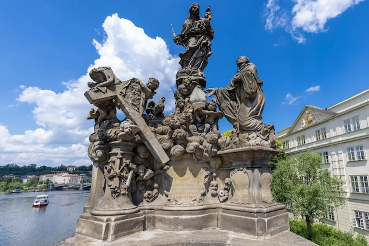 baroque statues charles bridge prague detail