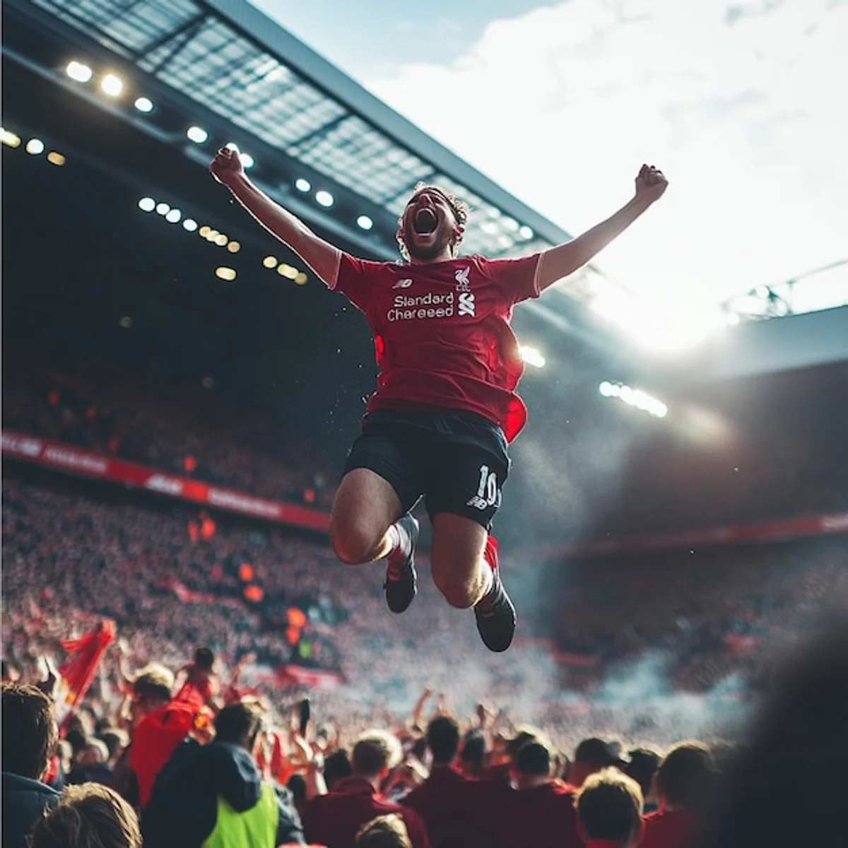 football match last minute goal celebration