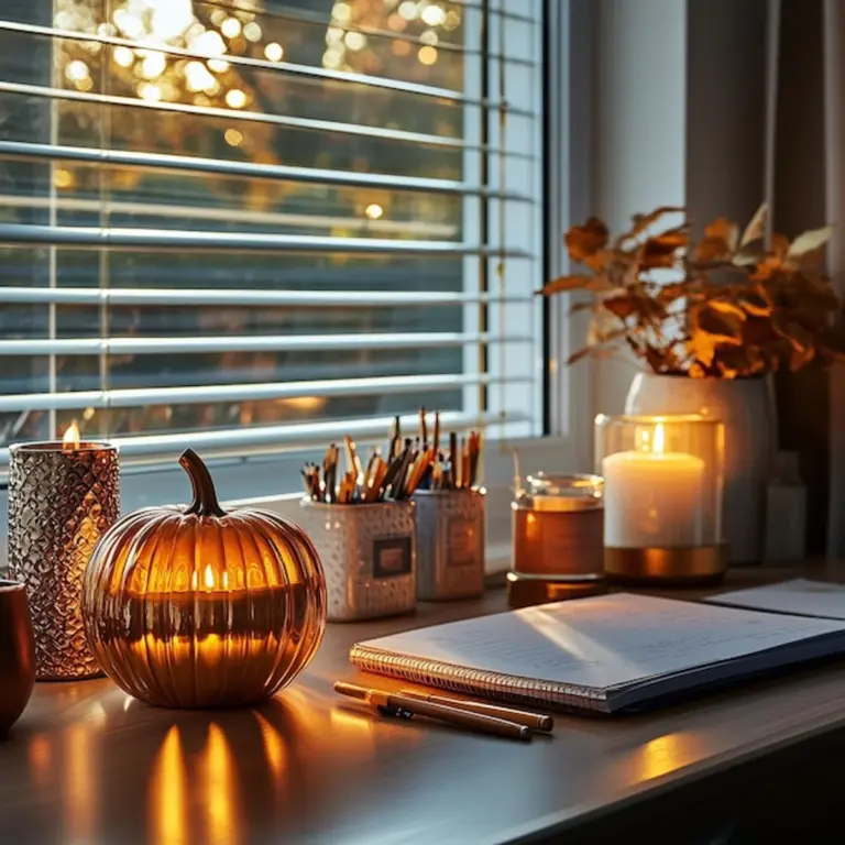 productive workspace autumn light window