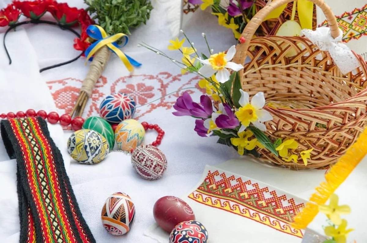 czech children playing during Easter spring celebration
