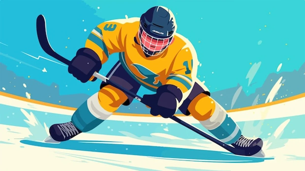 Czech kids playing ice hockey on a frozen pond