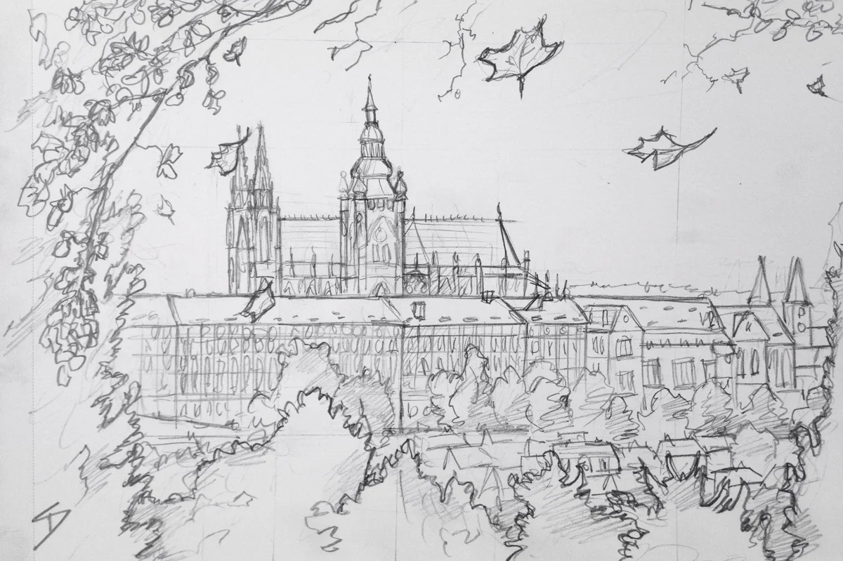 autumn sketchbook scenery czech park