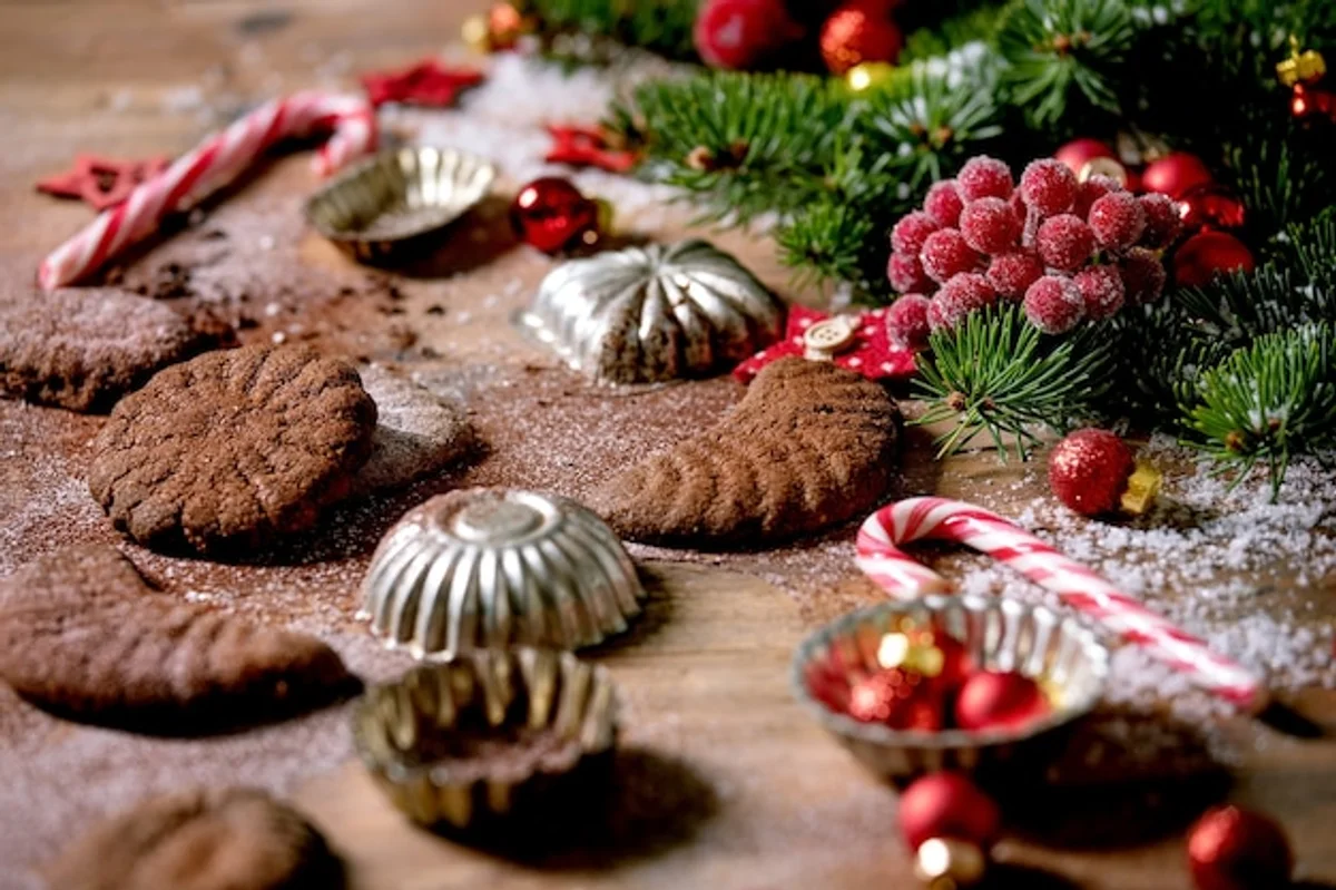 Czech homemade Christmas cookies on a wooden table