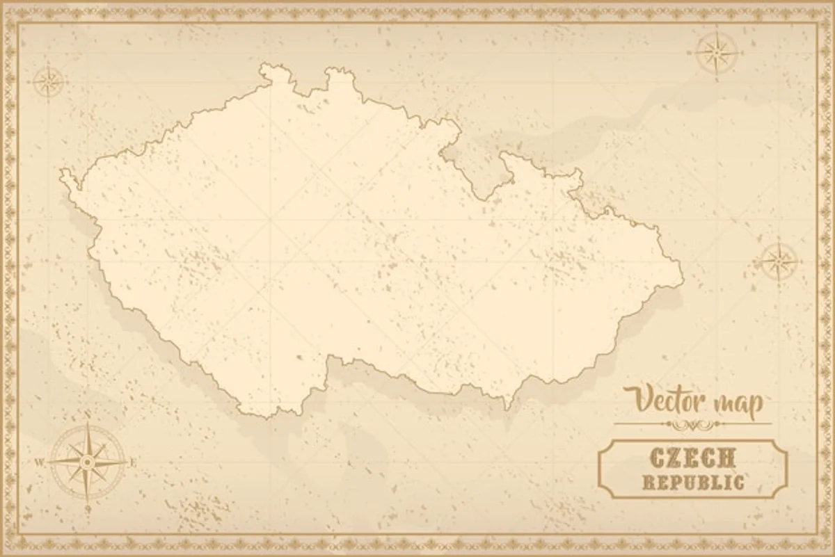 old Czech historical documents and vintage maps